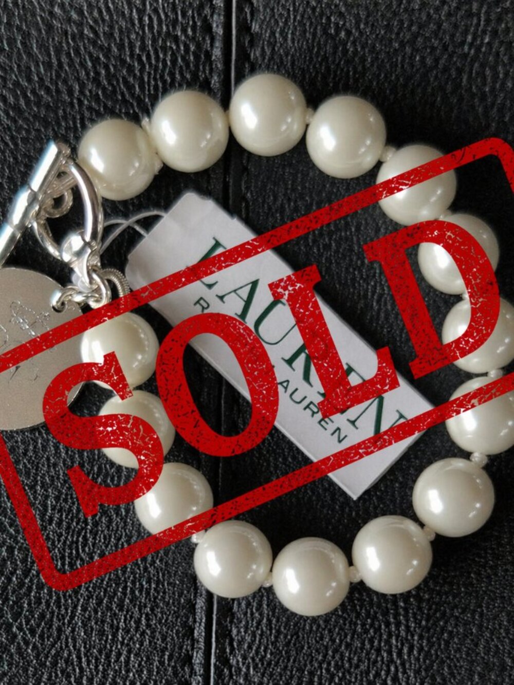 NWT Lauren Ralph Lauren Cream Faux  Pearl Silver Bracelet